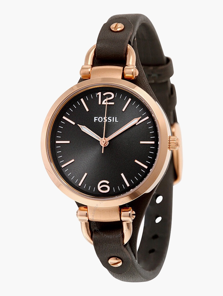 Fossil georgia smoke leather watch sales